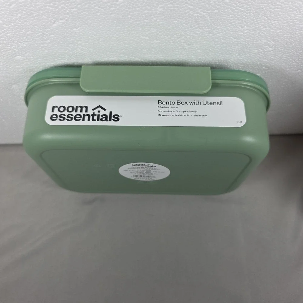 Green Bento Container with Utensil Meal Prep Lunch‎ Box